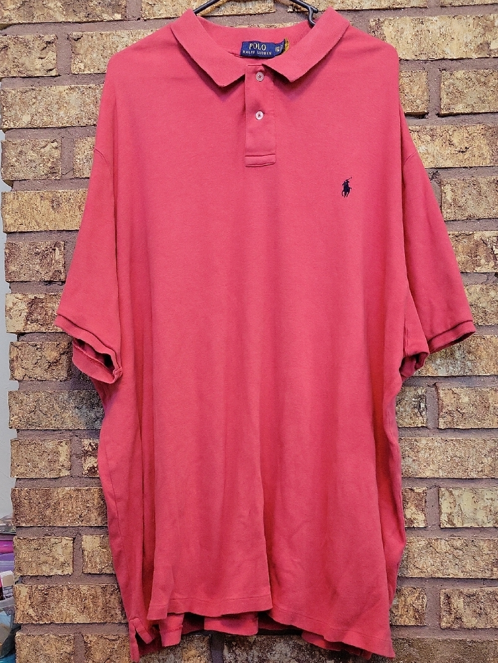 Polo by Ralph Lauren Men's Cotton Polo with Navy Pony Size XXL Salmon